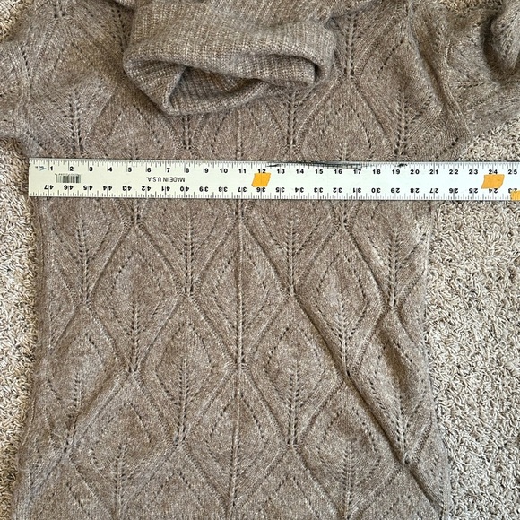 Sundance Taupe Cowl Turtle Neck Loose Weave Wool Blend Tunic Sweater Dress Sz S - Picture 9 of 10